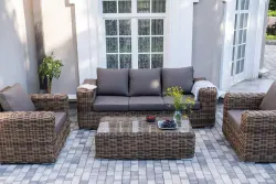 "Палермо" лаунж-зона из искусственного ротанга, цвет соломенный