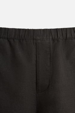 ZARA ШОРТЫ ИЗ 100% ЛЬНА, АНТРАЦИТОВО-СЕРЫЙ