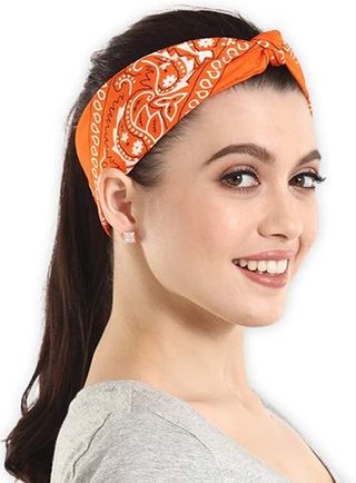 Бандана оранжевая пейсли огурцы