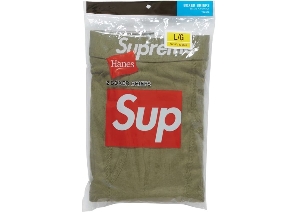 Боксеры Supreme x Hanes Briefs SS22 Olive (2 шт.)