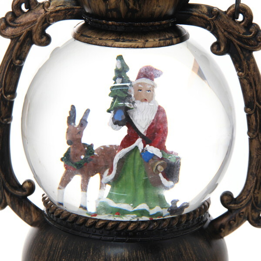 Сувенир с подсветкой Christmas «Лампа Дед Мороз с оленем» 20 см (без музыки)