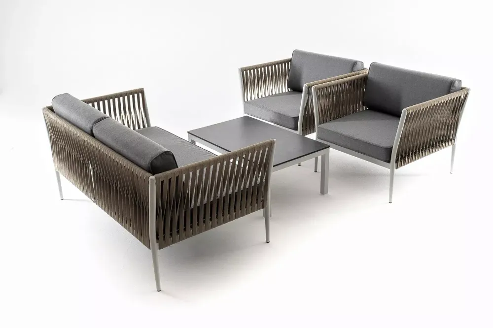 "Касабланка" лаунж-зона плетеная из роупа 4-местная, цвет серый