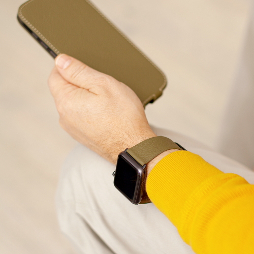 Ремешок для Apple Watch 40/41/42 mm из кожи теленка, зеленого цвета