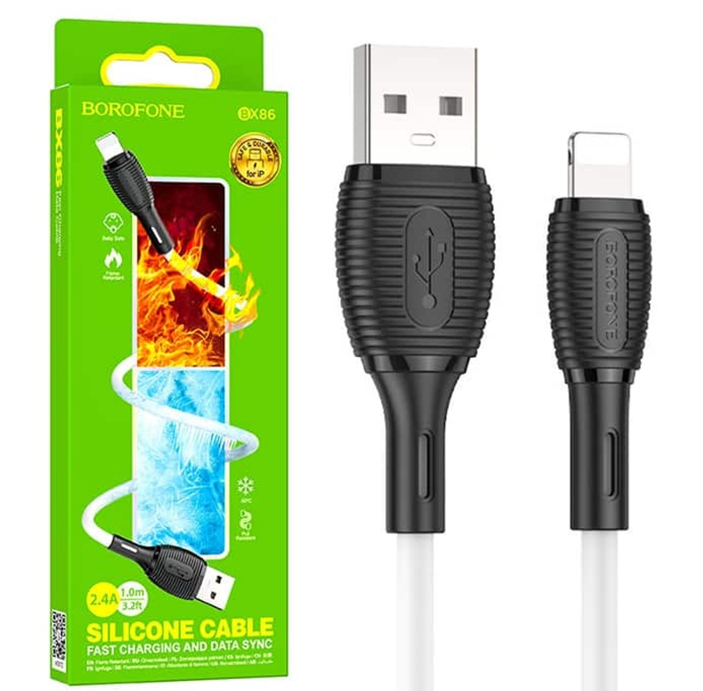 Кабель USB - Lightning BOROFONE BX86 Silicone (белый) 1м