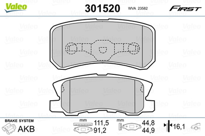 VALEO - 301520-VAL - Brake Pad Set, disc brake