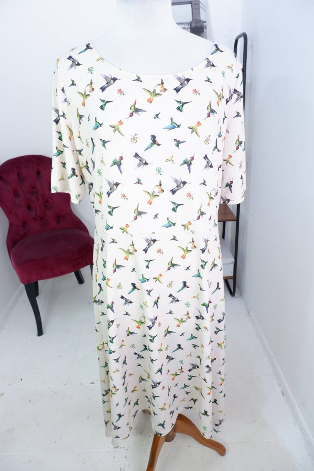 Платье Zarina с птичками, маркировка ХХL, визуально 52 размер