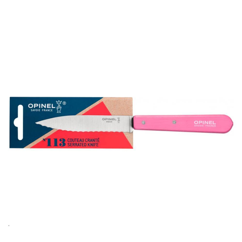 Нож столовый Opinel №113, нержавеющая сталь, блистер, розовый