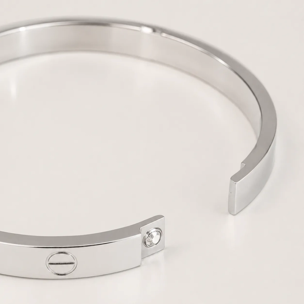 Жесткий браслет «Love Crystal» Silver