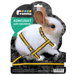 Gamma Комплект шлейка и поводок для кролика из капрона "Мегаполис", 140*220*80; 10*1200мм (шлейка+поводок)