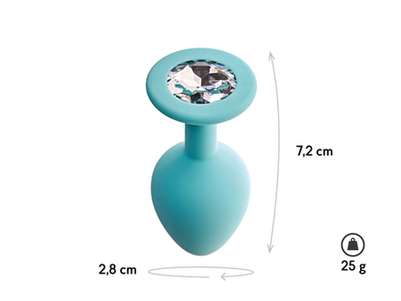 Анальная пробка с кристаллом Gamma, аквамарин (S)