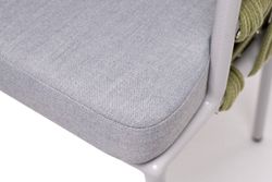 "Диего" стул плетеный из роупа, каркас из стали светло-серый (RAL7035) шагрень, роуп салатовый меланж круглый, ткань светло-серая