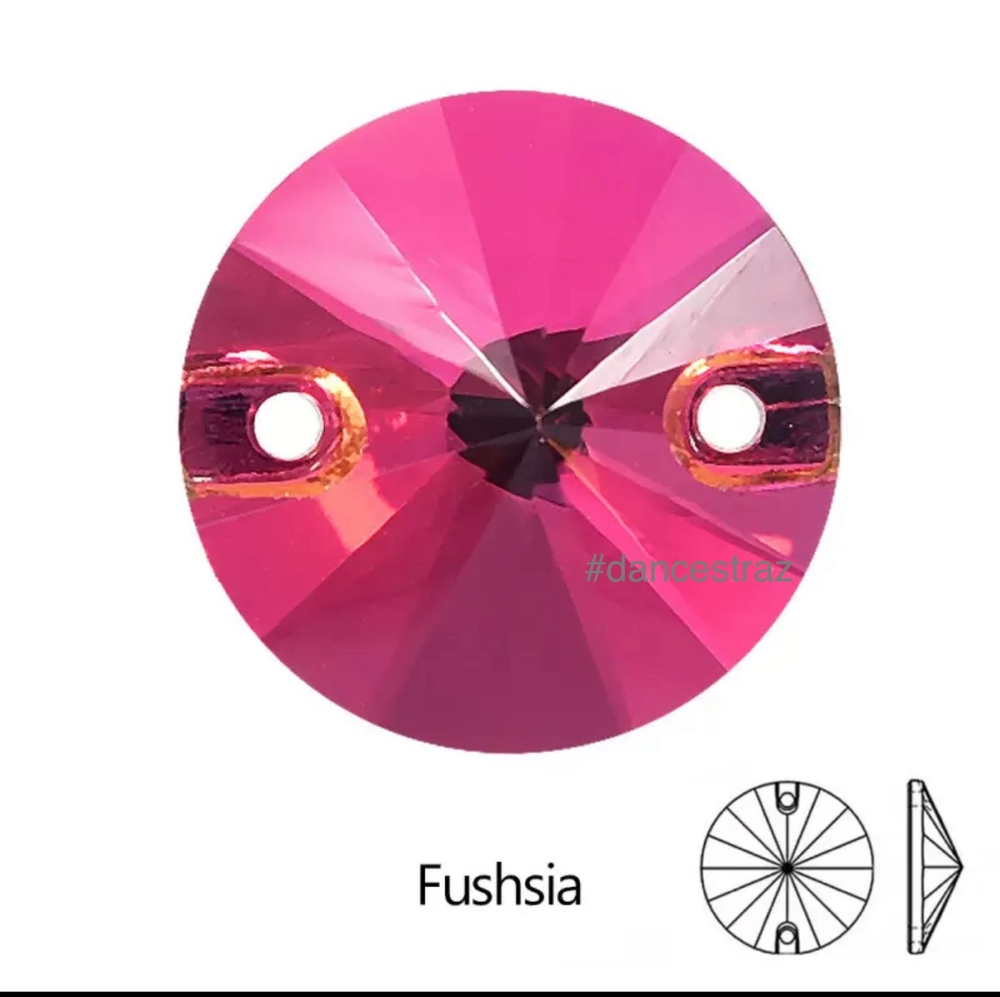 Стразы пришивные, Rivoli, Fuchsia, 502, 16mm, (72 ea/pkg), 5A+, (F2)
