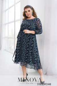 Платье 2448-черный-голубой Minova
