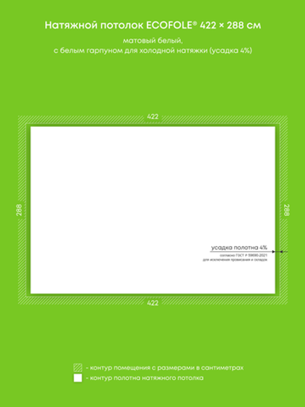 Матовый натяжной потолок 12.2 м2
