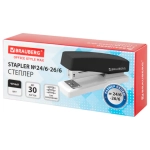 Степлер №24/6, 26/6 BRAUBERG "STYLE MAX", до 30 листов, черный