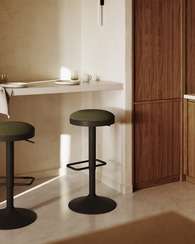 Барный табурет Zaib, 58-80 см, темно-зеленый шенилл, черная ножка