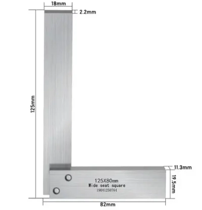 Линейка/угольник 125мм х 82мм, Металл