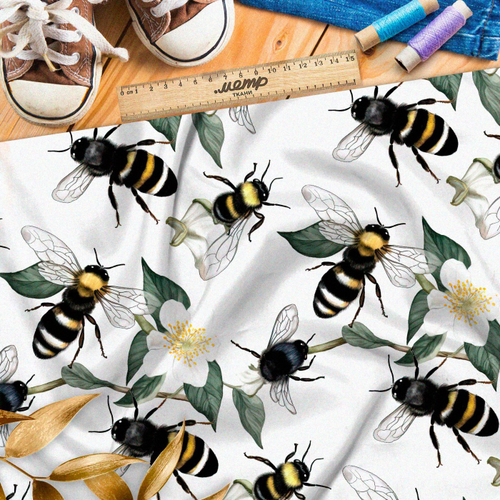 Ткань Ниагара Софт пчелы в цветах