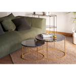 Набор из 2-х журнальных столиков hans, D60 см и D80 см, черный мрамор