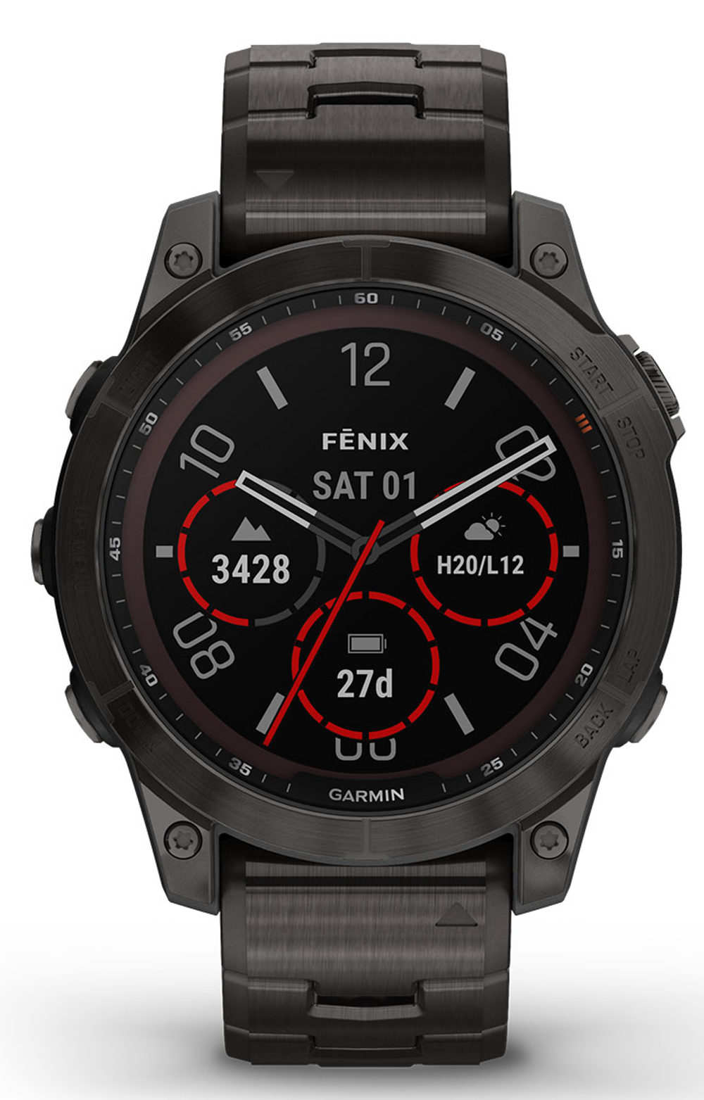 Умные часы Garmin FENIX 7 Sapphire Solar титановый угольно-серый DLC с угольно-серым титановым DLC браслетом