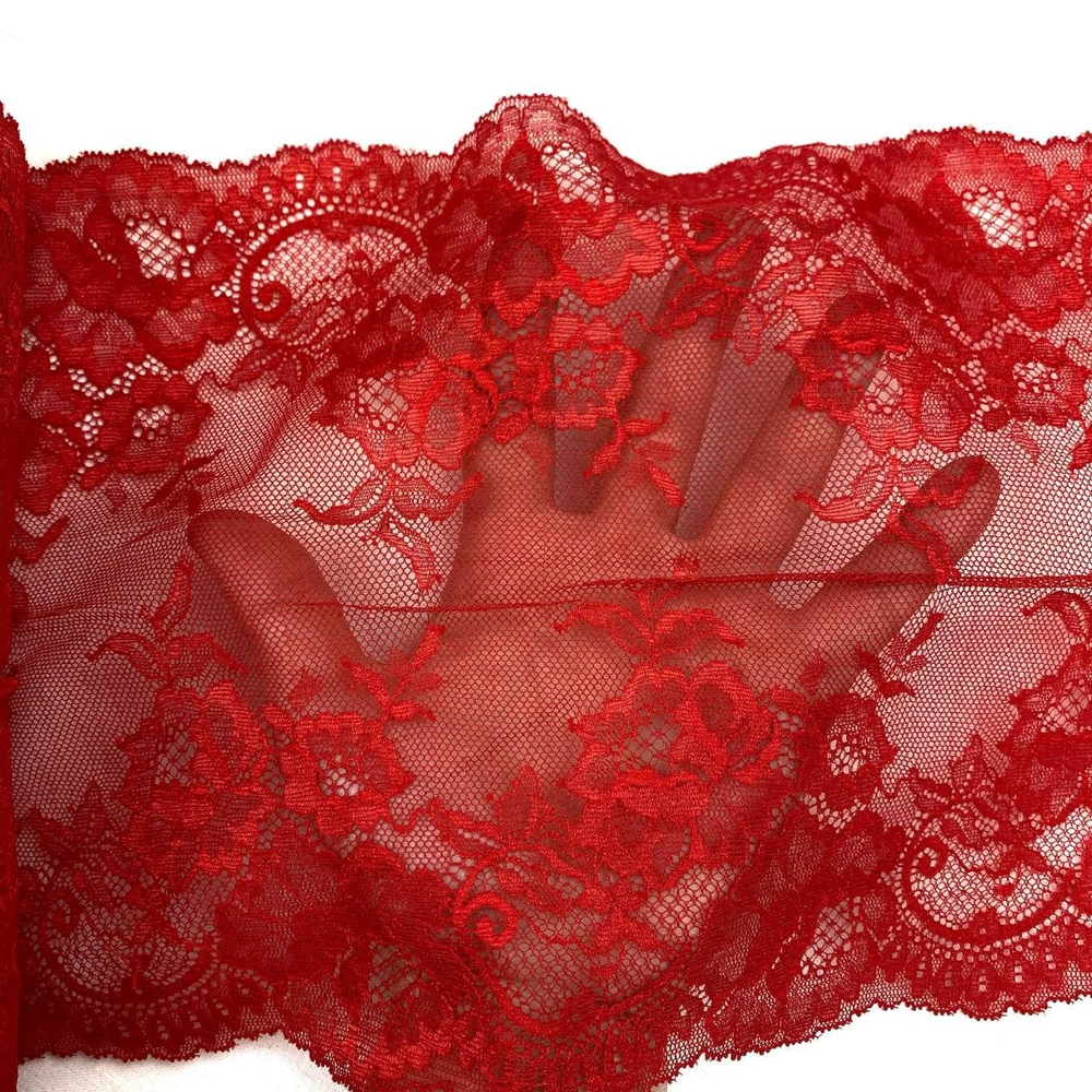 Кружево эластичное красное 23 см