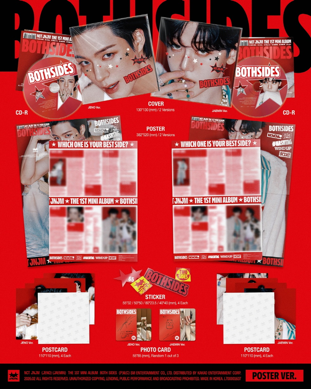 Альбом NCT JNJM - BOTH SIDES 1st Mini Album POSTER 2 Version SET