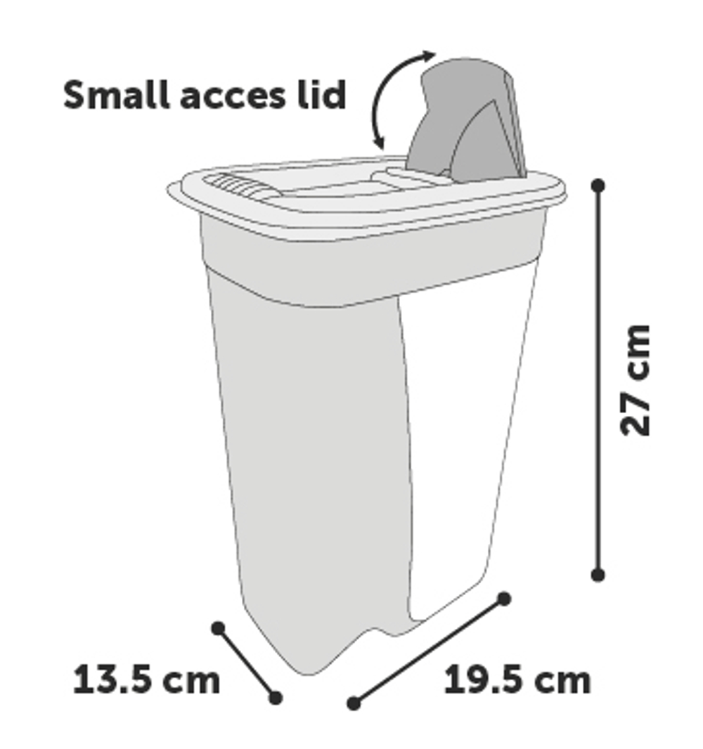 Контейнер для корма, 29 см Д х 40 см Ш х 59,5 см В - 43 л, пластик, белый, Flamingo