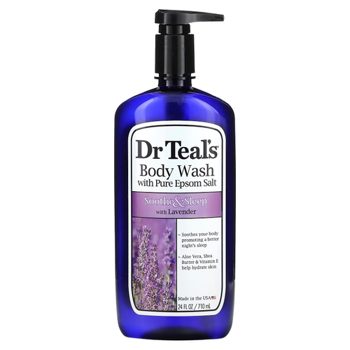 Dr. Teal's, гель для душа с чистой английской солью, успокаивающий и сон, 710 мл (24 жидк. унции)