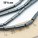 Гематит Трубочка бусины (имитация), цвет черный, размер около 13*4 мм, цена за 13 шт (1/2 нити)