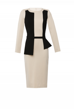 Платье футляр с двумя ассиметричными басками 04-19FW
