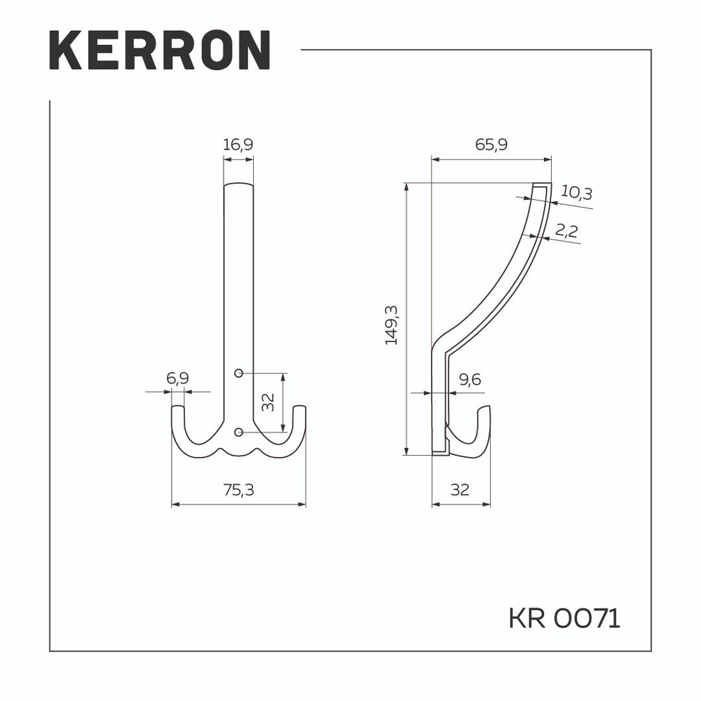Мебельный крючок трехрожковый, золото, KR 0071 OT