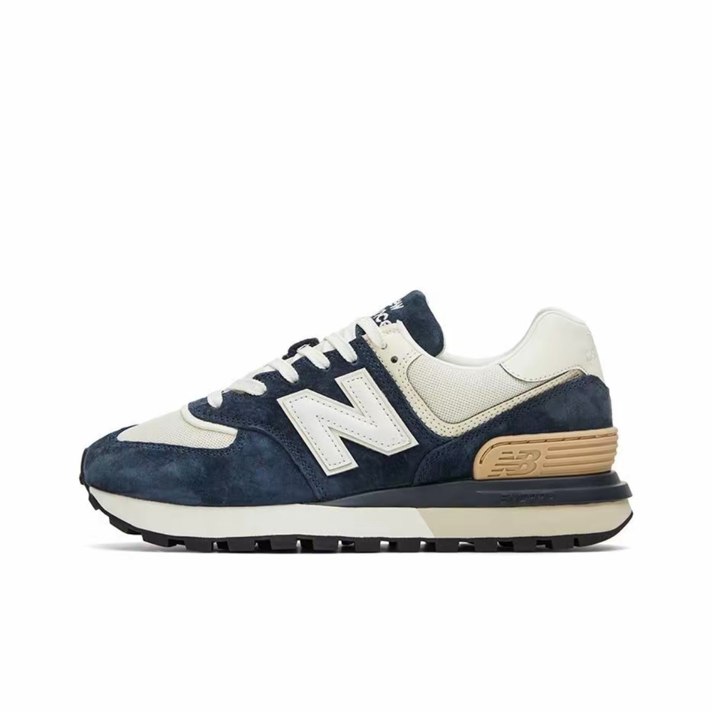 alt="New Balance 574 Legacy Natural Indigo Angora U574LGRN синие кроссовки вид сбоку на белом фоне"