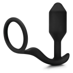 Эрекционное кольцо с анальным плагом B-vibe Snug & Tug BV-018-BLK