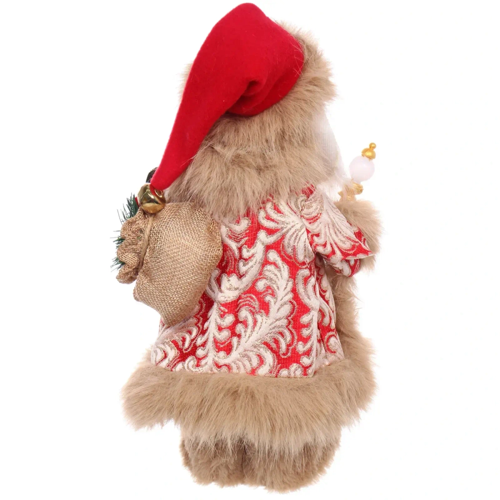 Дед Мороз - Лесовичок «Лесной гость» 30 см, Красный/бежевый