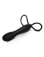 Черная насадка на пенис для двойной стимуляции Mojo BlackJack - 15 см. (Цвет: черный)