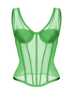 Блуза корсетного типа удлиненная из шелка и сетки