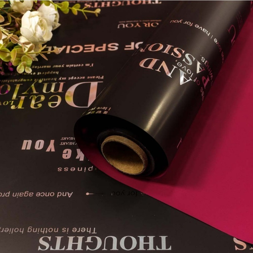 Пленка матовая с серебряным тиснением Черная/Бордовая