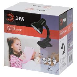 Настольный светильник ЭРА N-102-E27-40W-BK на прищепке черный матовый