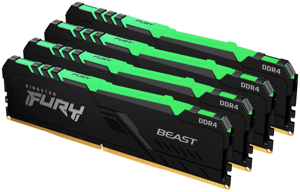 Оперативная память Kingston FURY Beast DDR4‑3600 — 32 ГБ / 64 ГБ / 128 ГБ чёрная RGB‑версия