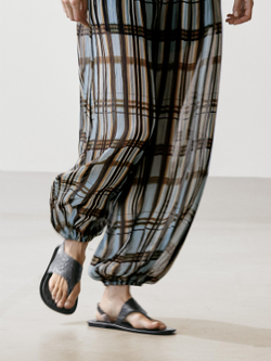 Massimo Dutti Свободные брюки-саруэль с принтом, светло-голубой