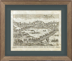 Переправа через Дунай Российских войск 11 марта 1854 года. Гравюра. [Лубок] 1866 г. Бумага, гравиров