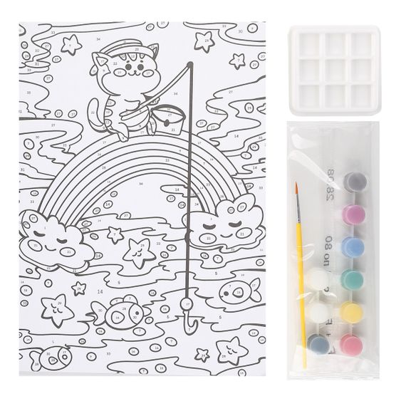 Nömrəli Rəngləmə Lori  Uşaqlar üçün  Волшебные истории Радужный кот