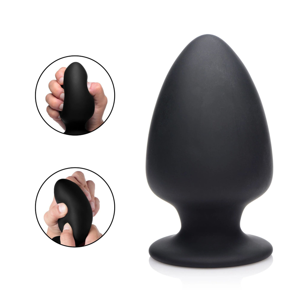 Черная мягкая анальная пробка Squeezable Large Anal Plug - 13,2 см. (Цвет: черный)