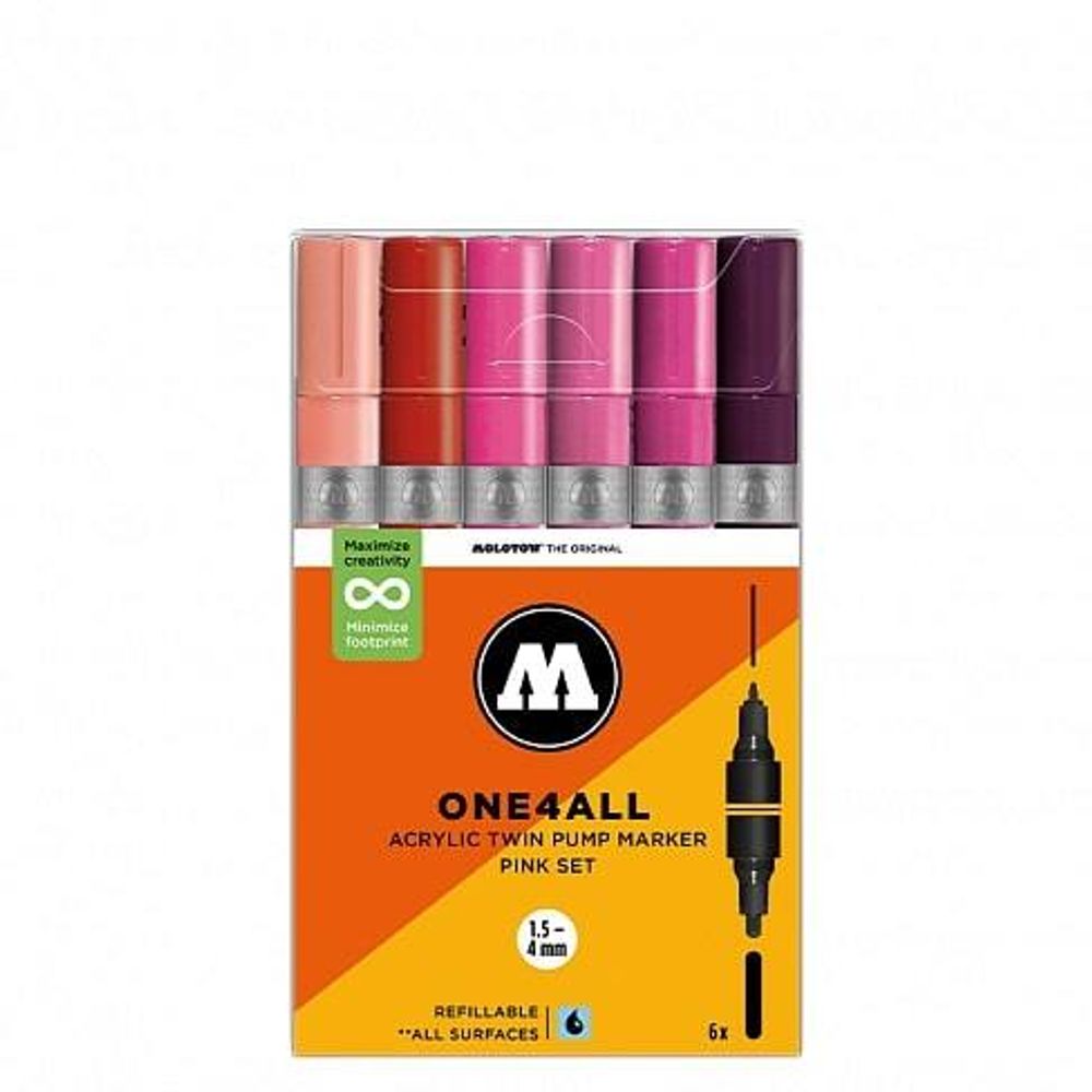 Набор Маркеров MOLOTOW ONE4ALL ACRYLIC TWIN PINK-SET