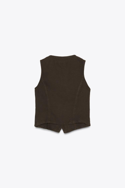 ZARA ДЖИНСОВЫЙ ЖИЛЕТ Z1975, КОРИЧНЕВЫЙ