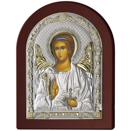Икона Ангела хранителя в серебре.