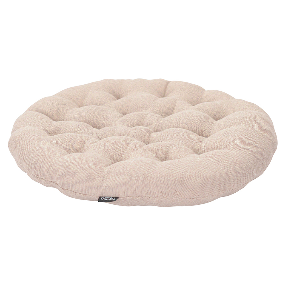 Подушка на стул круглая из стираного льна бежевого цвета из коллекции essential, 40х40x4 см