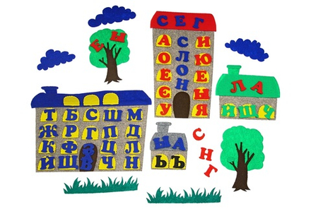 Комплект Дома для букв с буквами, ковролин, без игрового поля, 48 деталей