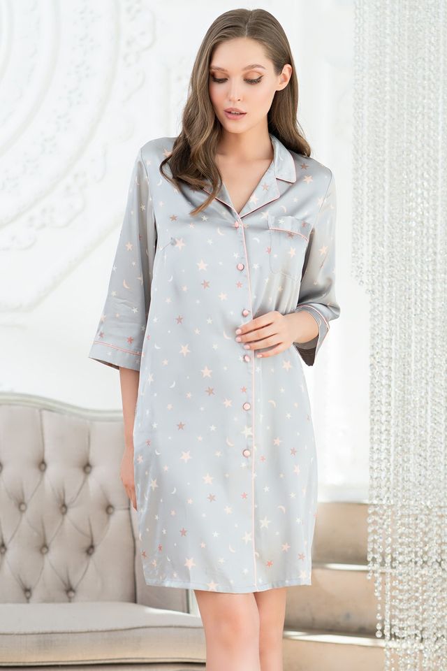 Серая рубашка Stars с центральной застежкой на пуговицы