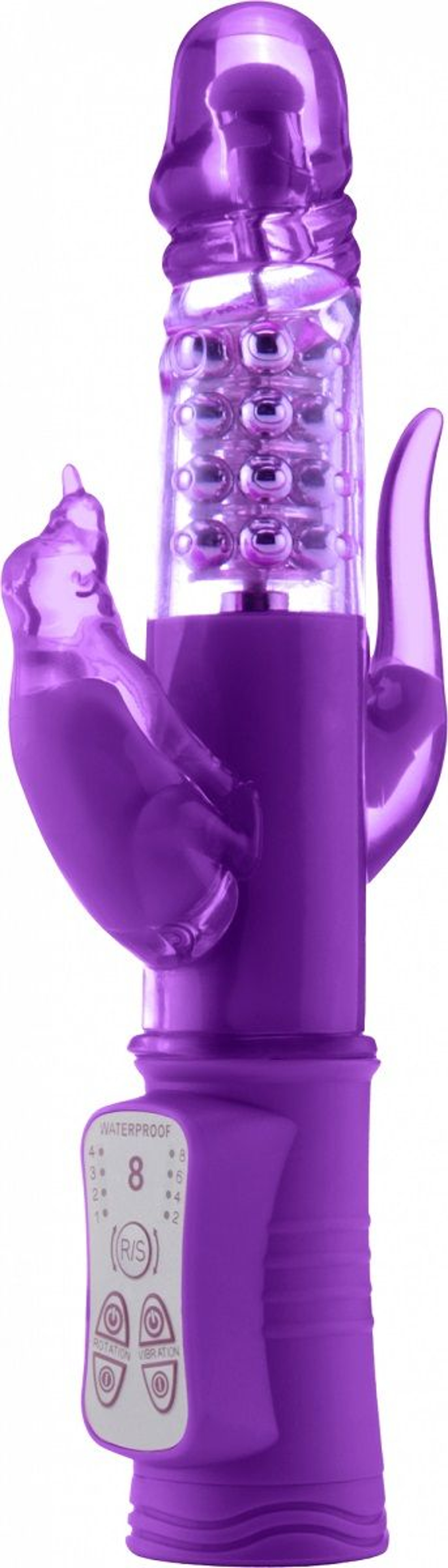 Фиолетовый вибратор Tarzan 2.0 с отростками для дополнительной стимуляции - 23,9 см. (Цвет: фиолетовый)